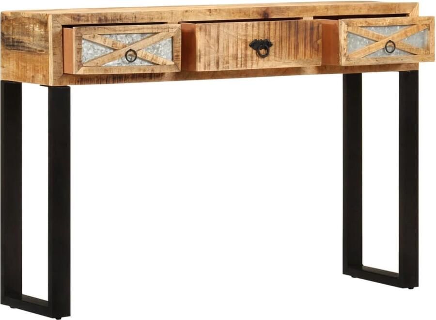 VidaXL Wandtafel 110x30x76 cm Mangohout Zwart Wandtafel Mangohouten Tafel Salontafel Entreetafel Vintage Tafel Industrieel Design Kastdeur