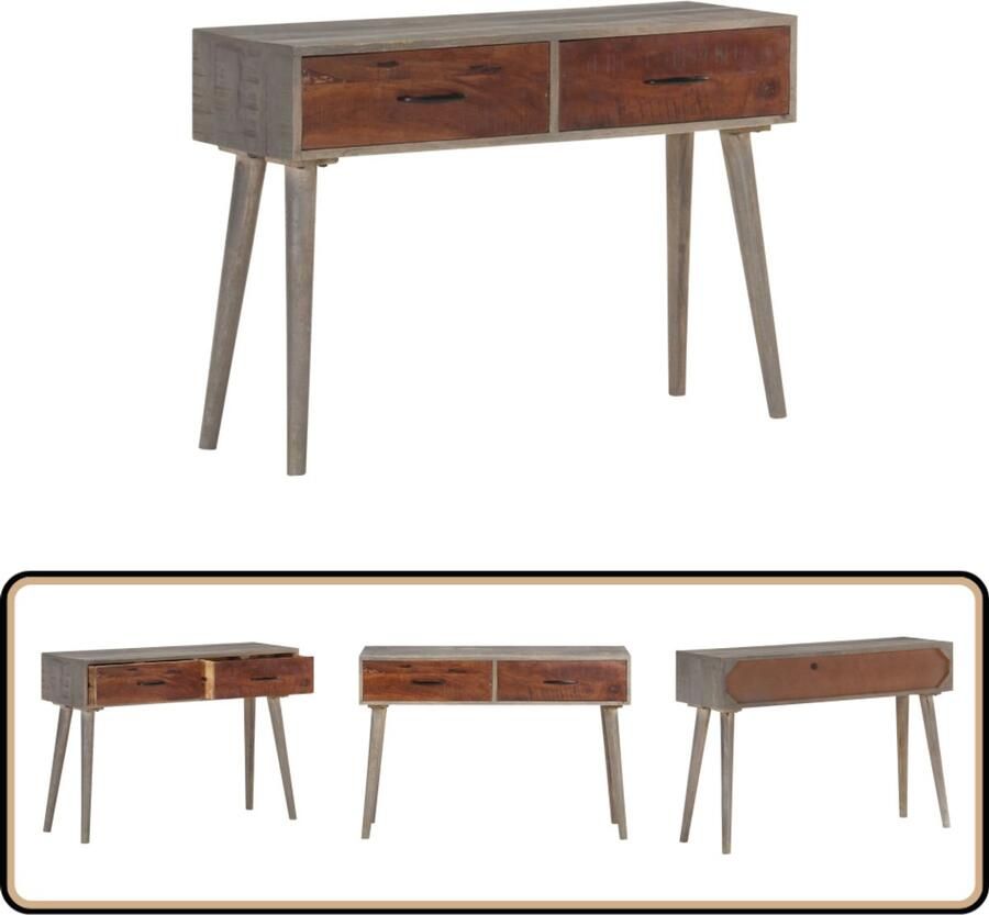 VidaXL Wandtafel 110x35x75 cm Mangohout Grijs Consoletafel Houten Consoletafel Mango Wood Furniture Vintage Kast Entreebank Living Room Storage - Foto 2