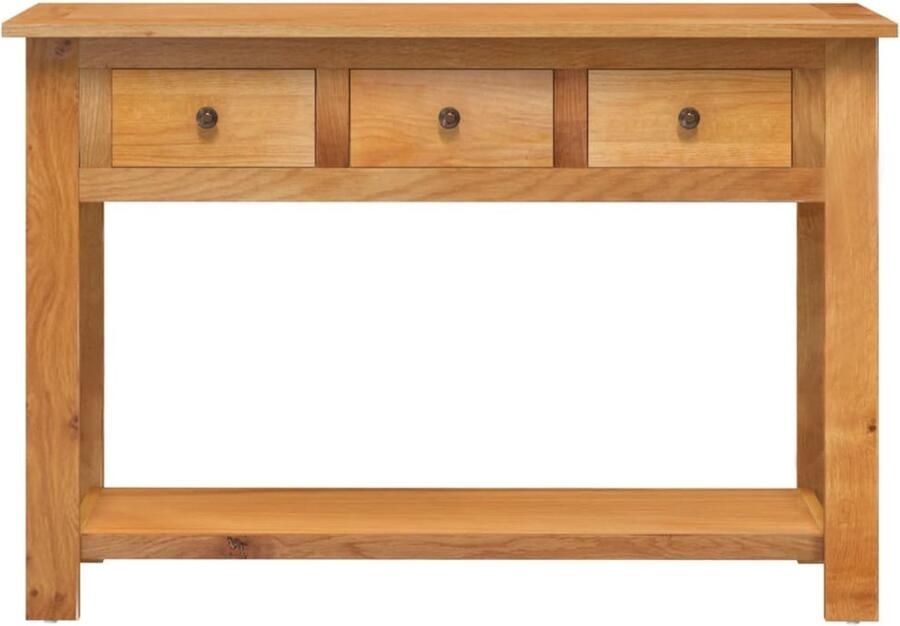 VidaXL Wandtafel 110x35x75 cm Massief Eikenhout Consoletafel Eikenhouten Tafel Salontafel Tv Tafeltje Wandtafel