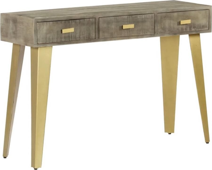 VidaXL Wandtafel 110x35x76 cm Mangohout Messing Wandtafel Vintage Mangohout Salontafel Entreetafel Opbergkast Kast - Foto 2