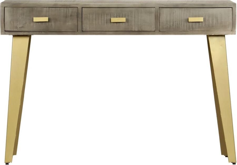 VidaXL Wandtafel 110x35x76 cm Mangohout Messing Wandtafel Vintage Mangohout Salontafel Entreetafel Opbergkast Kast