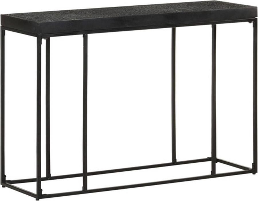 VidaXL Wandtafel 110x35x76 cm massief acaciahout en mangohout zwart - Foto 4