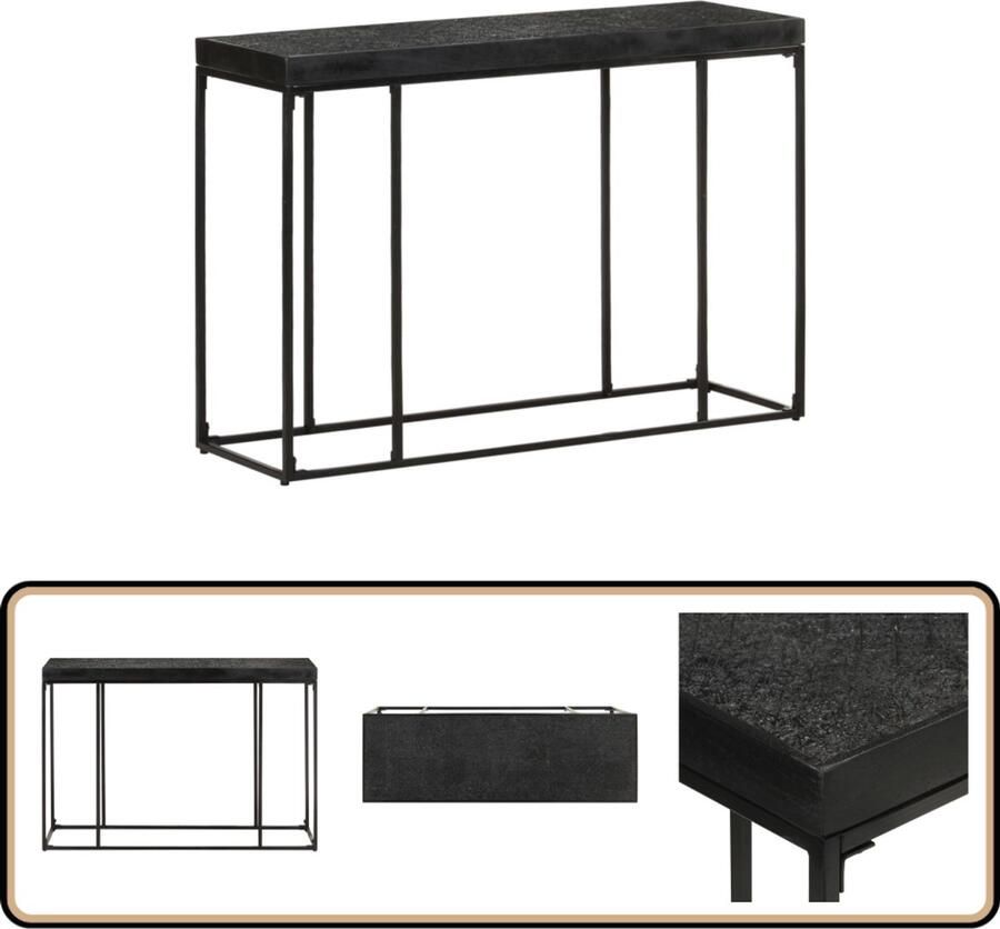 VidaXL Wandtafel 110x35x76 cm massief acaciahout en mangohout zwart - Foto 3