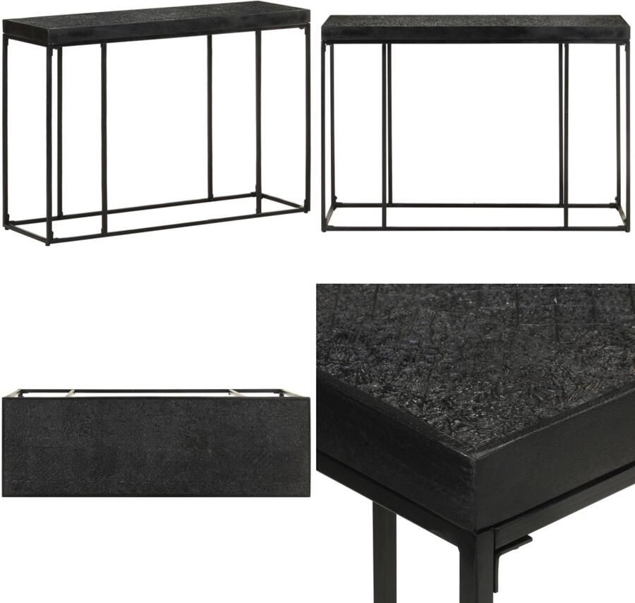 VidaXL Wandtafel 110x35x76 cm massief acaciahout en mangohout zwart - Foto 2