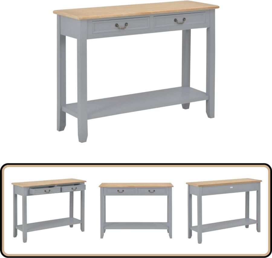 VidaXL Wandtafel 110x35x80 cm Grijs Hout Klassieke Wandtafel Salontafel Entreetafel Sidetable