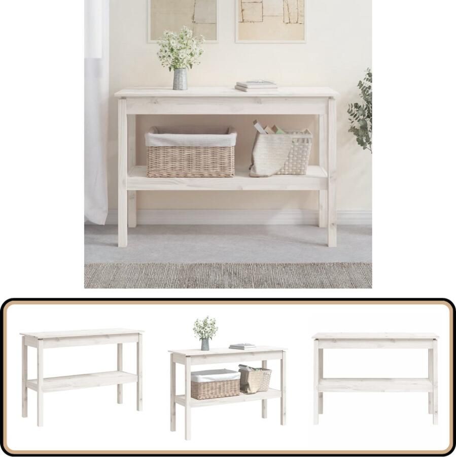 VidaXL Wandtafel 110x40x75 cm Grenenhout Wit Wandtafel Houten Wandtafel Grenenhout Witte Wandtafel Salontafel Entreetafel Opbergruimte