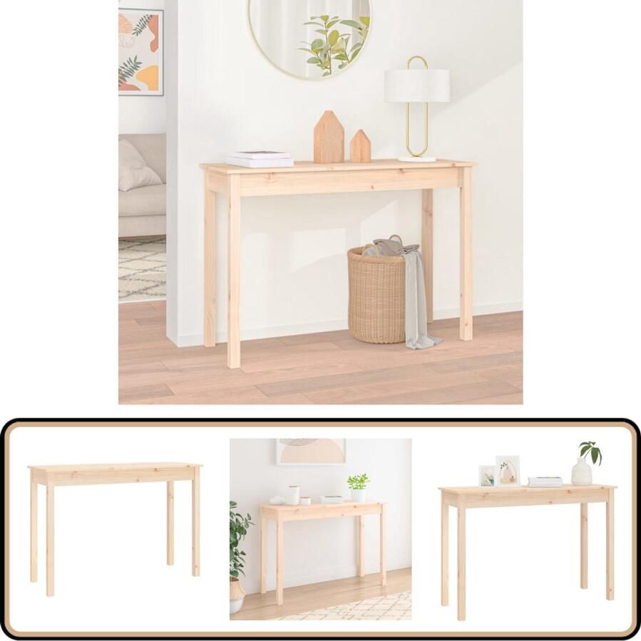 The Living Store Wandtafel Massief Grenenhout Trendy Meubel 110 x 40 x 75 cm Onbehandeld Wandtafel Grenenhouten Tafel Salontafel Bijzettafel Muurplank - Foto 2