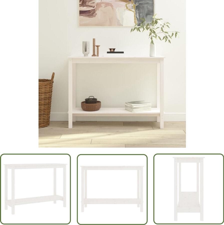 VidaXL Wandtafel 110x40x80 cm Grenenhout Wit Klassieke Wandtafel Houten Wandtafel Grenenhouten Wandtafel Witte Wandtafel Salontafel Entreetafel Sidetable Decoratief Item Modern Design Muurplank