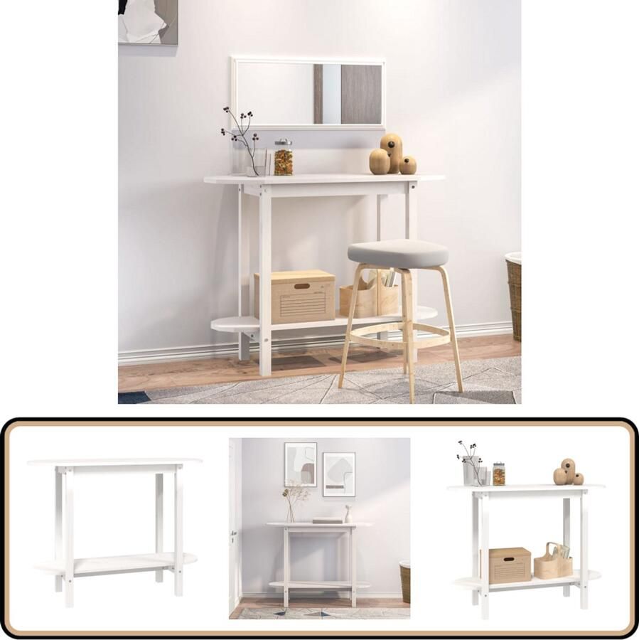 VidaXL Wandtafel 110x40x80 cm Grenenhout Wit Wandtafel Grenoble Hout Witte Wandtafel Salontafel Entreetafel Opbergkast