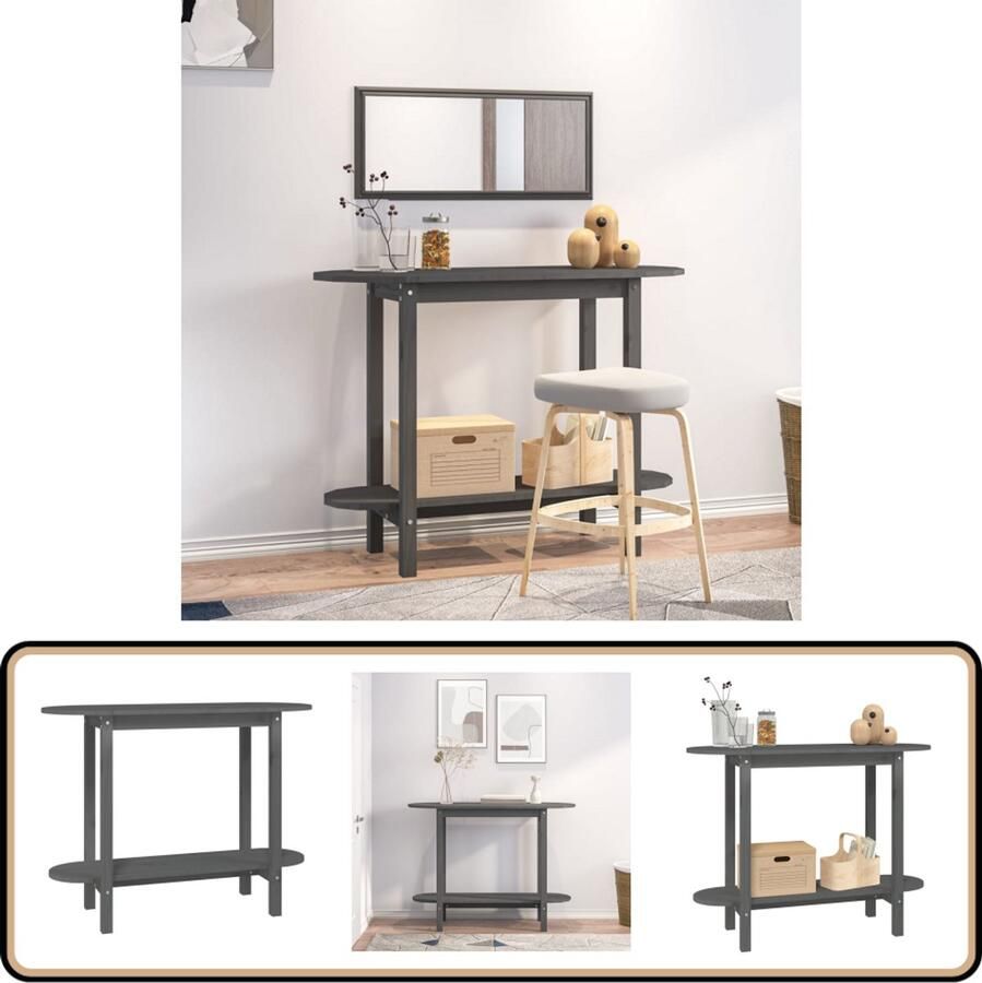 VidaXL Wandtafel 110x40x80 cm Grijs Grenenhout Wandtafel Grenoble Hout Grijze Wandtafel Salontafel Entreetafel Opbergkast