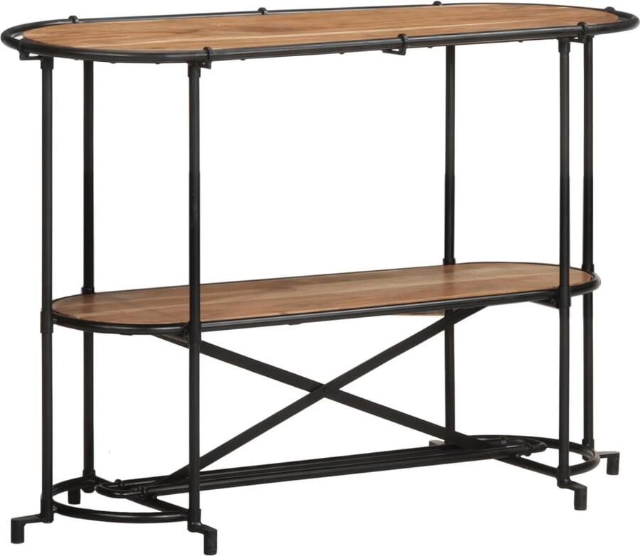 VidaXL Wandtafel Massief Acaciahout 110x42x76 cm Wandtafel Salontafel Bijzettafel Houten Tafel Acacia Tafels Industriële Tafel Vintage Tafel Opbergkast Decoratie Kast - Foto 2