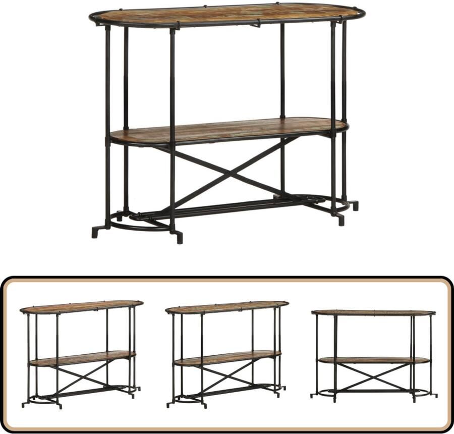 VidaXL Wandtafel 110x42x76 cm gerecycled hout Wandtafel Industrieel Design Houten Meubels Recycled Wood Furniture Salontafel Bijzettafel Opslagruimte Compact Modern Design Bruine Kleur Zwarte Kleur