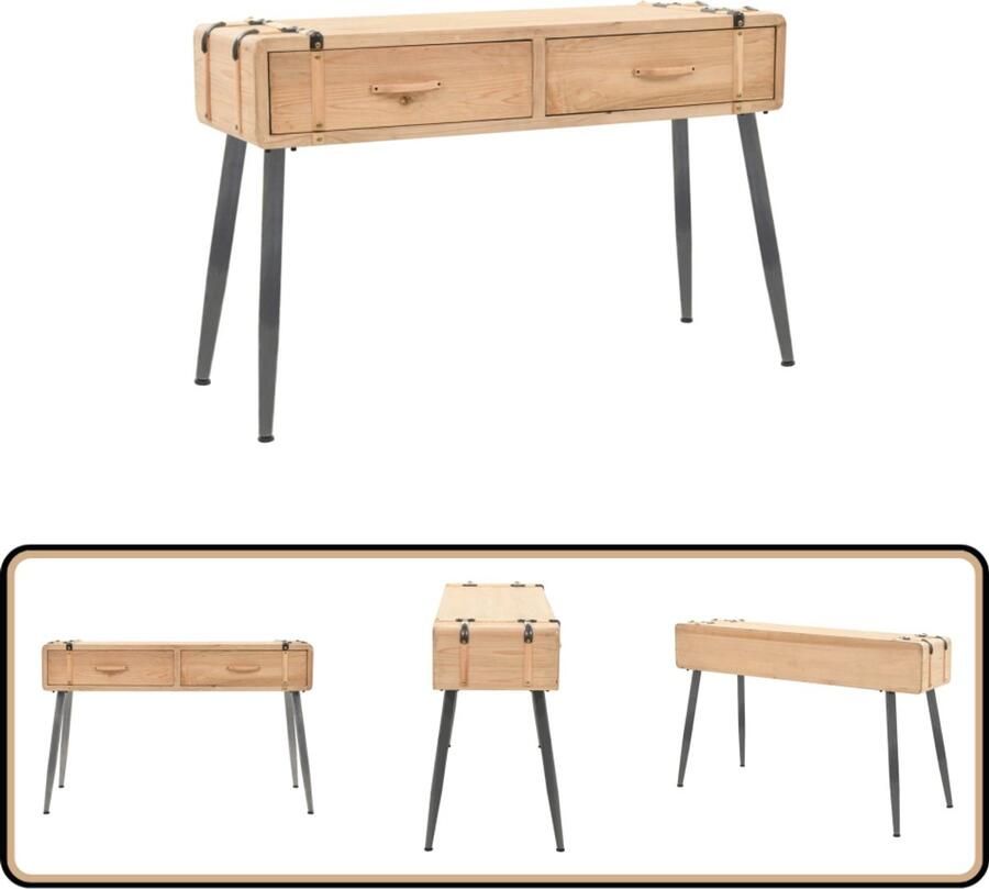 VidaXL Wandtafel 115x40 5x76 cm Vurenhout en MDF Retro Wandtafel Bruin Salontafel Tv Tafeltje Hout Meubel