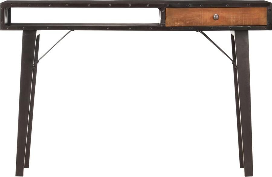 VidaXL Wandtafel 118x35x76 cm gerecycled hout Consoletafel Salontafel Retro Tafel Vintage Tafel Houten Tafel Kastanjehouten Tafel Zwarte Tafel Landelijk Interieur Industriële Stijl