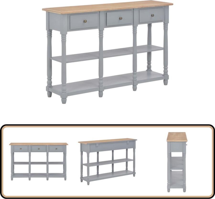 VidaXL Wandtafel 120x30x76 cm Grijs & Houtkleur Wandtafel Salontafel Entreetafel Vintage Tafeltje Houten Tafel Mdf Tafel Grenoble Tafel Grijze Tafel