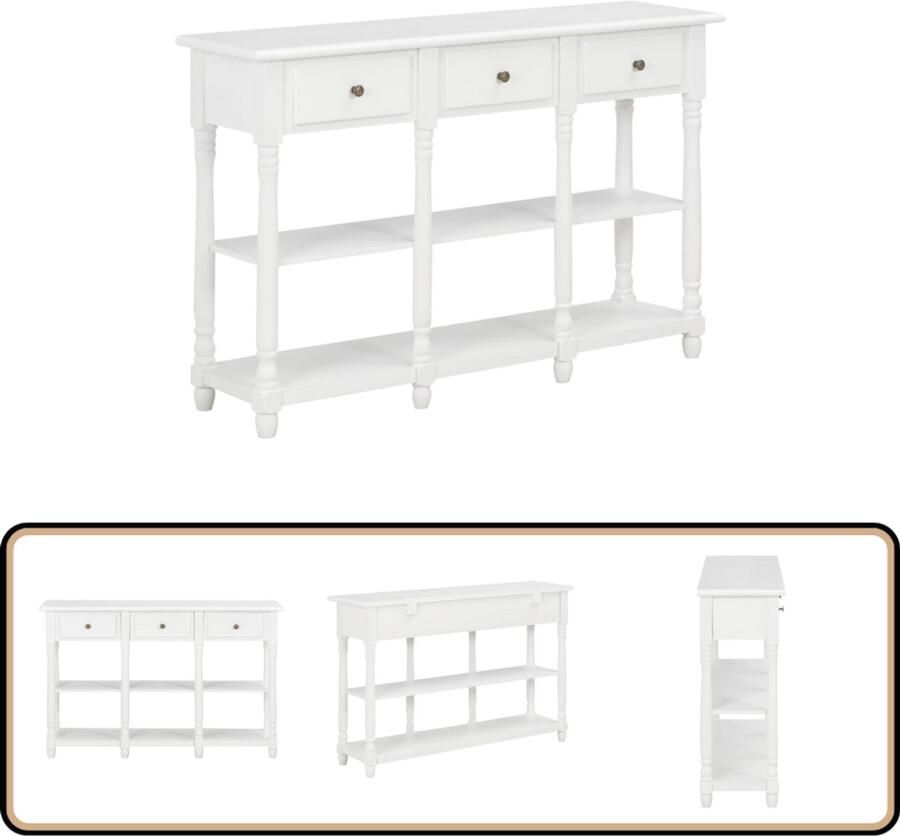 VidaXL Wandtafel 120x30x76 cm Wit MDF & Hout Klassieke Wandtafel Wit Salontafel Entreetafel Vintage Tafel Houten Wandtafel Mdf Tafel Opslagkast