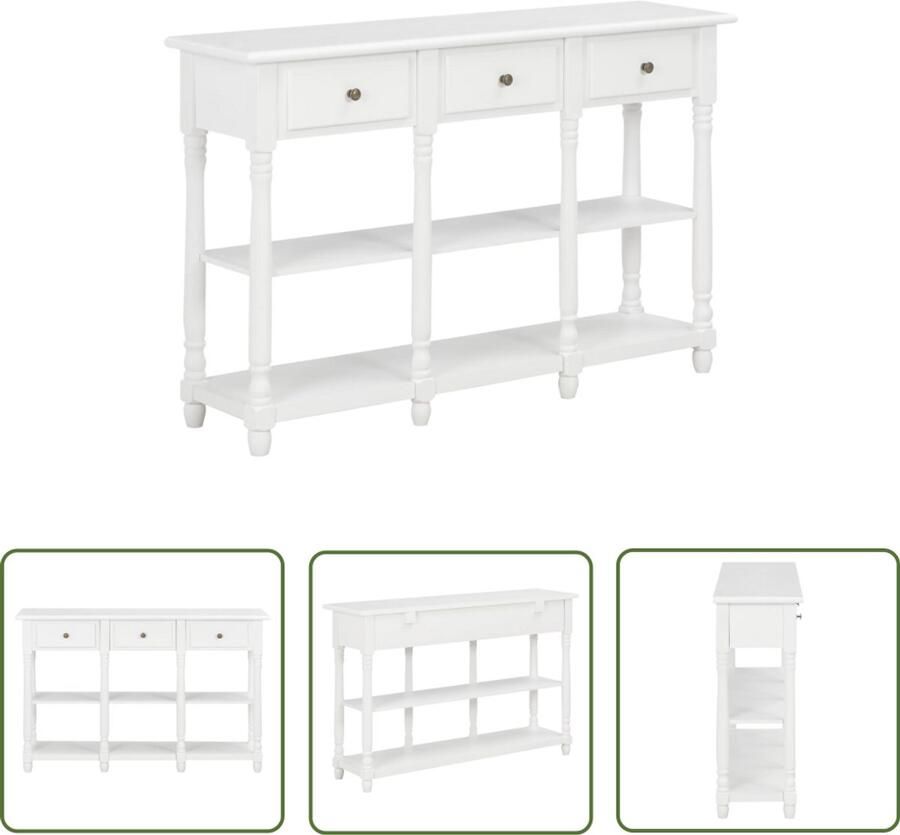 VidaXL Wandtafel 120x30x76 cm Wit MDF & Hout Klassieke Wandtafel Wit Salontafel Entreetafel Vintage Tafel Houten Wandtafel Mdf Tafel Opslagkast - Foto 2