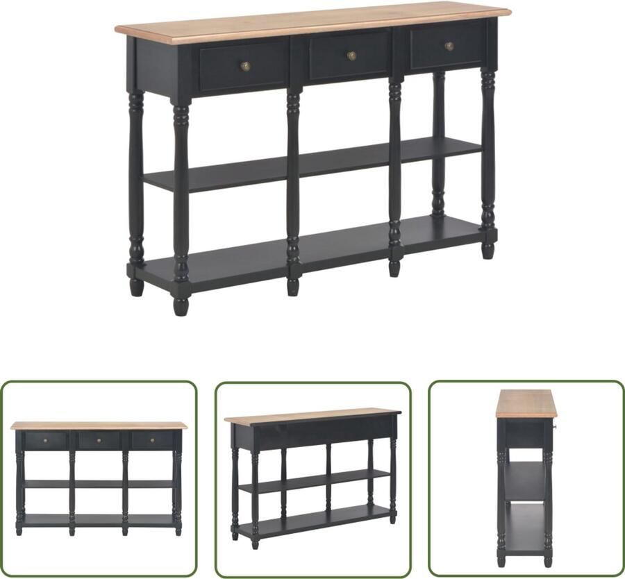 VidaXL Wandtafel 120x30x76 cm Zwart & Houtkleur Klassieke Wandtafel Houten Wandtafel Zwarte Wandtafel Salontafel Entreetafel Opslagwandtafel Designwandtafel