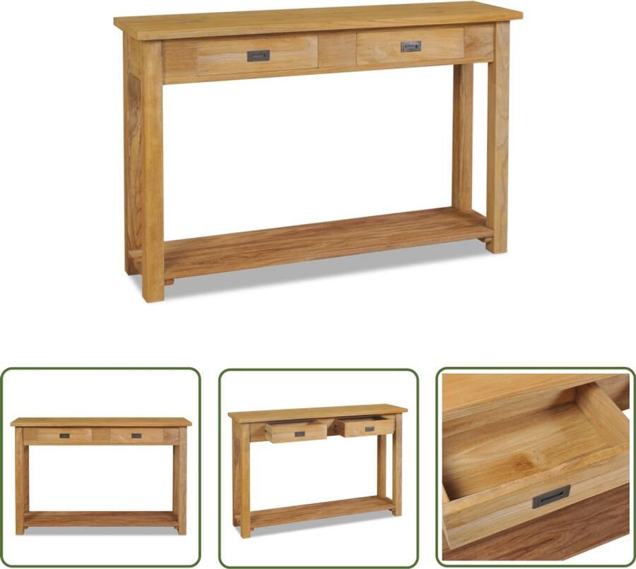 VidaXL Wandtafel 120x30x80 cm massief teakhout Wandtafel Teak Houten Tafel Koloniale Stijl Salontafel Entreetafel Vintage Tafel Bijzettafel Opslagkast - Foto 2