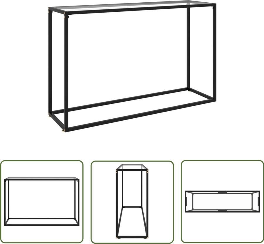 VidaXL Wandtafel 120x35x75 cm Gehard glas Wandtafel Console Tafel Modern Design Glazen Tafel Zwarte Metalen Onderstel Muurhanger Decoratief Item Livingroom Furniture Salonmeubel Side Table Bijzetkast