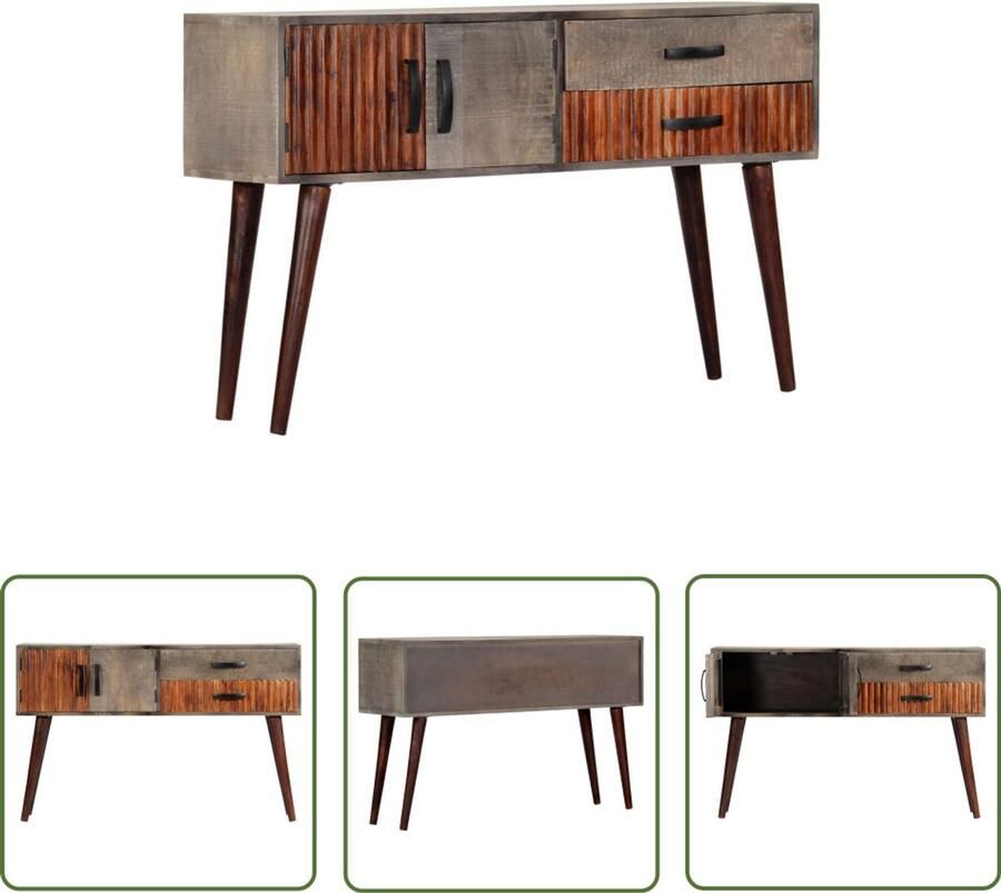 VidaXL Wandtafel 120x35x75 cm Mangohout Grijs Wandtafel Mangohouten Kast Salontafel Tv-meubel Bergruimte Vintage Industrieel Landelijk