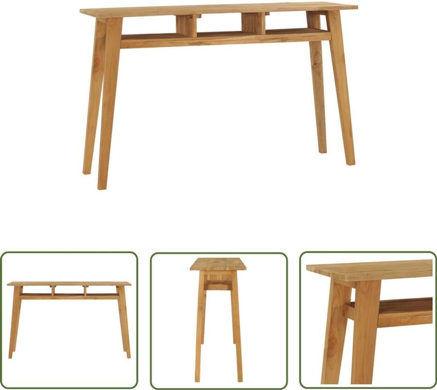 VidaXL Wandtafel 120x35x75 cm massief teakhout Wandtafel Teak Hout Koloniale Stijl Salontafel Entreetafel Vintage Rustic Industriële Stijl Opbergruimte Muurplank
