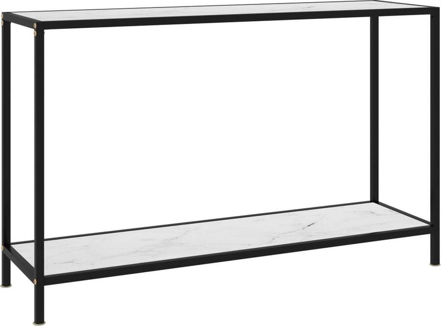 VidaXL Wandtafel 120x35x75 cm Wit en zwart Wandtafel Bijzettafel Modern Design Glazen Tafel Metalen Onderstel Witte Tafel Marmer Look Muurmontage Salontafel Woonkamerdecoratie Decoratief Item - Foto 2