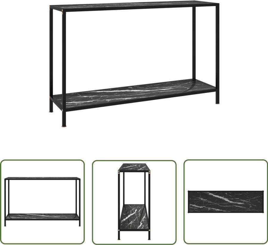 VidaXL Wandtafel 120x35x75 cm Zwart Glas & Staal Wandtafel Zwarte Wandtafel Consoletafel Modern Tafellamp Salontafel Entreetafel Livingroom Furniture Muurplank