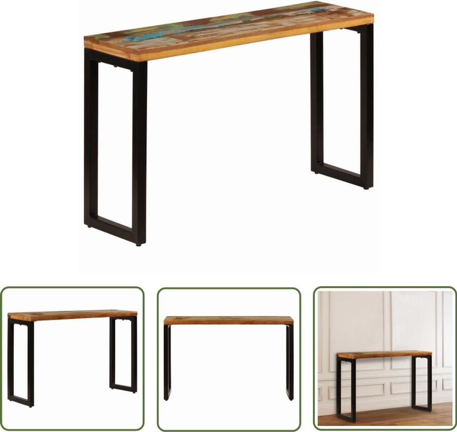 VidaXL Wandtafel 120x35x76 cm Gerecycled Hout & Staal Wandtafel Salontafel Vintage Tafel Industriële Tafel Recycle Materiaal Houten Tafel Bruine Tafel