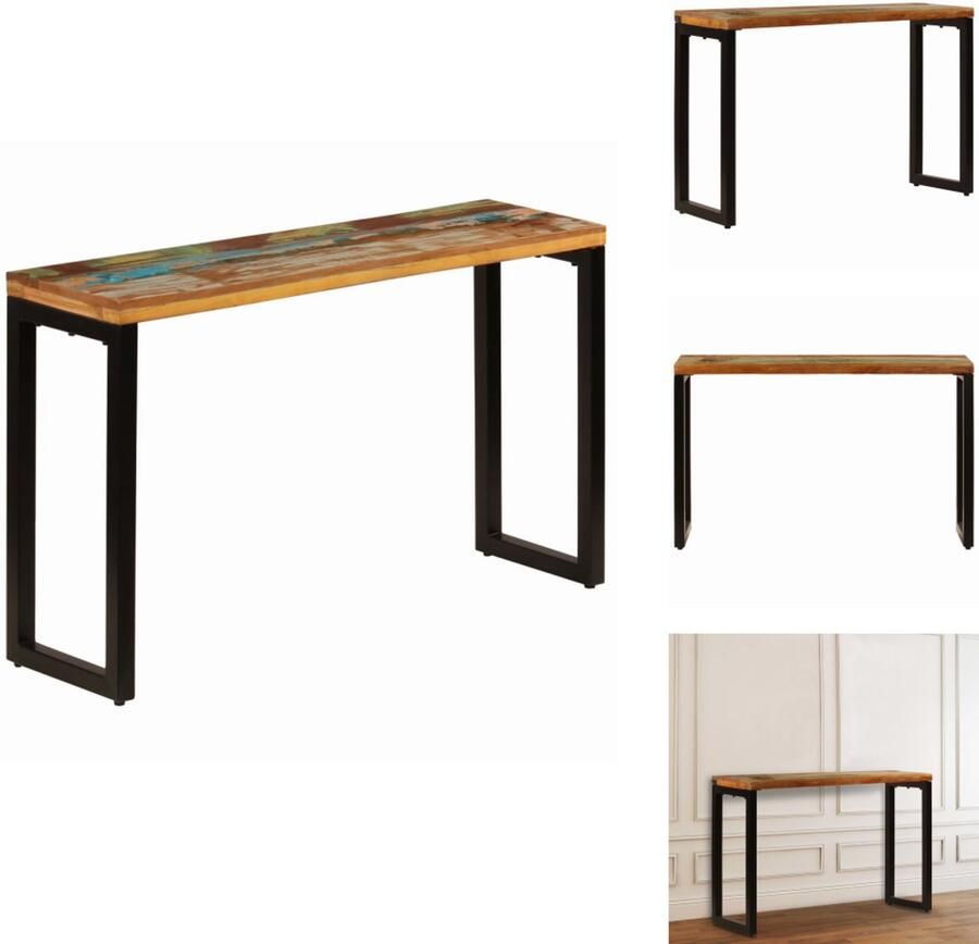 VidaXL -Wandtafel-120x35x76-cm-massief-gerecycled-hout-en-staal - Foto 3