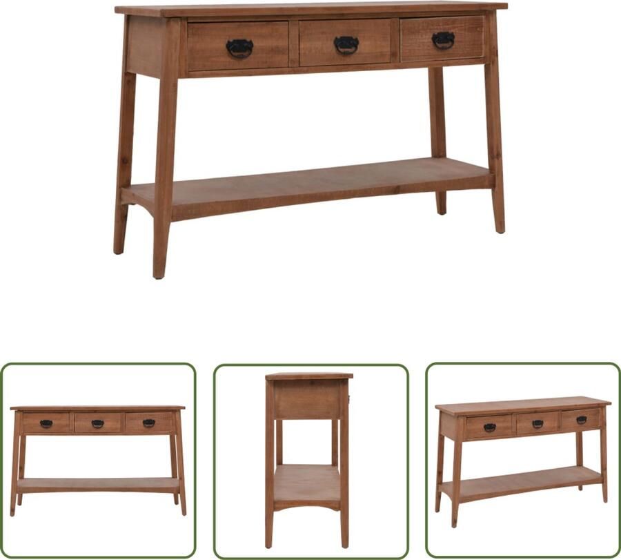 VidaXL Wandtafel 126x40x77 5 cm Massief Hout Bruin Wandtafel Vintage Tafel Salontafel Tv Tafeltje Massief Hout Kastanje Bruine Kleuren Landelijke Stijl Retro Meubilair Entreetafel Living Room Furniture Side Table