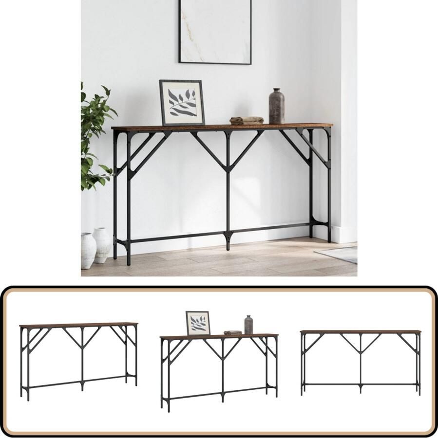 VidaXL Wandtafel Bruin Eiken 140x23x75 cm Wandtafel Industrieel Design Houten Tafel Bruin Haltafel Entreetafel Livingroom Furniture Vintage Look