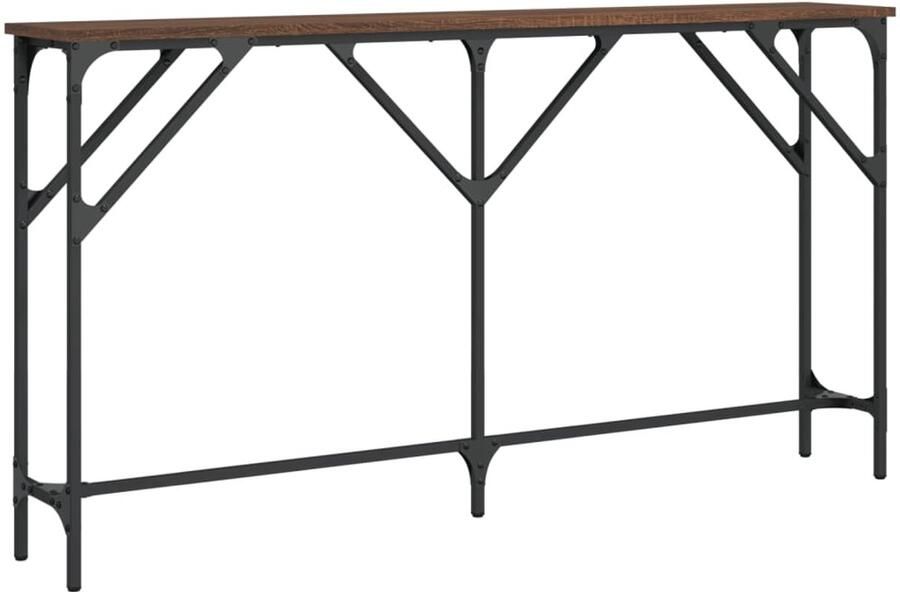 VidaXL Wandtafel 140x23x75 cm bewerkt hout bruin eikenkleur Wandtafel Wandtafels Bijzettafel Console Tafel