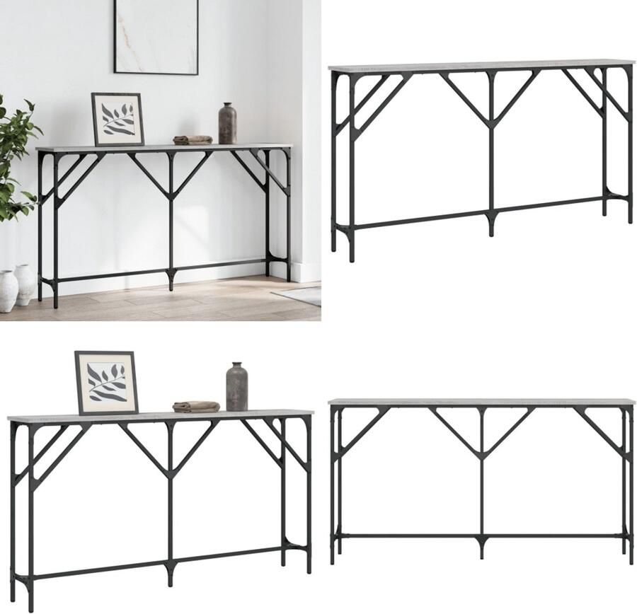 VidaXL Wandtafel 140x23x75 cm bewerkt hout grijs sonoma Wandtafel Wandtafels Bijzettafel Console Tafel