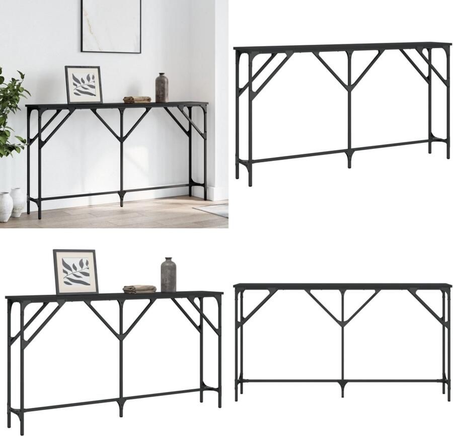 VidaXL Wandtafel 140x23x75 cm bewerkt hout zwart Wandtafel Wandtafels Bijzettafel Console Tafel