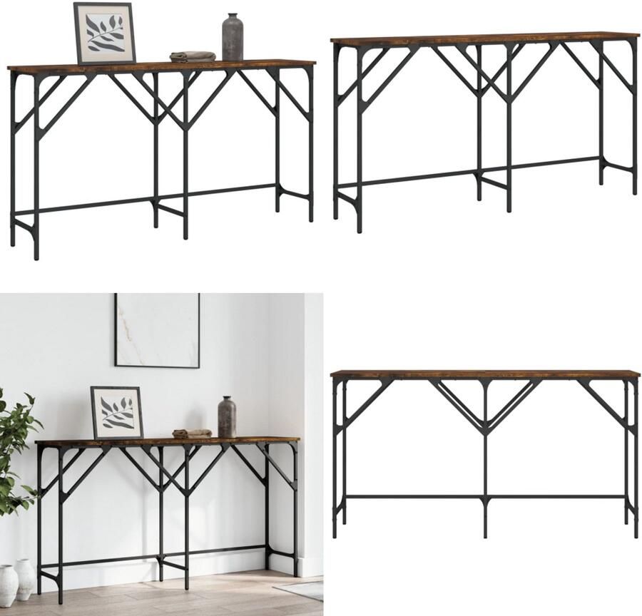 VidaXL Wandtafel 140x29x75 cm bewerkt hout gerookt eikenkleurig Wandtafel Wandtafels Bijzettafel Console Tafel