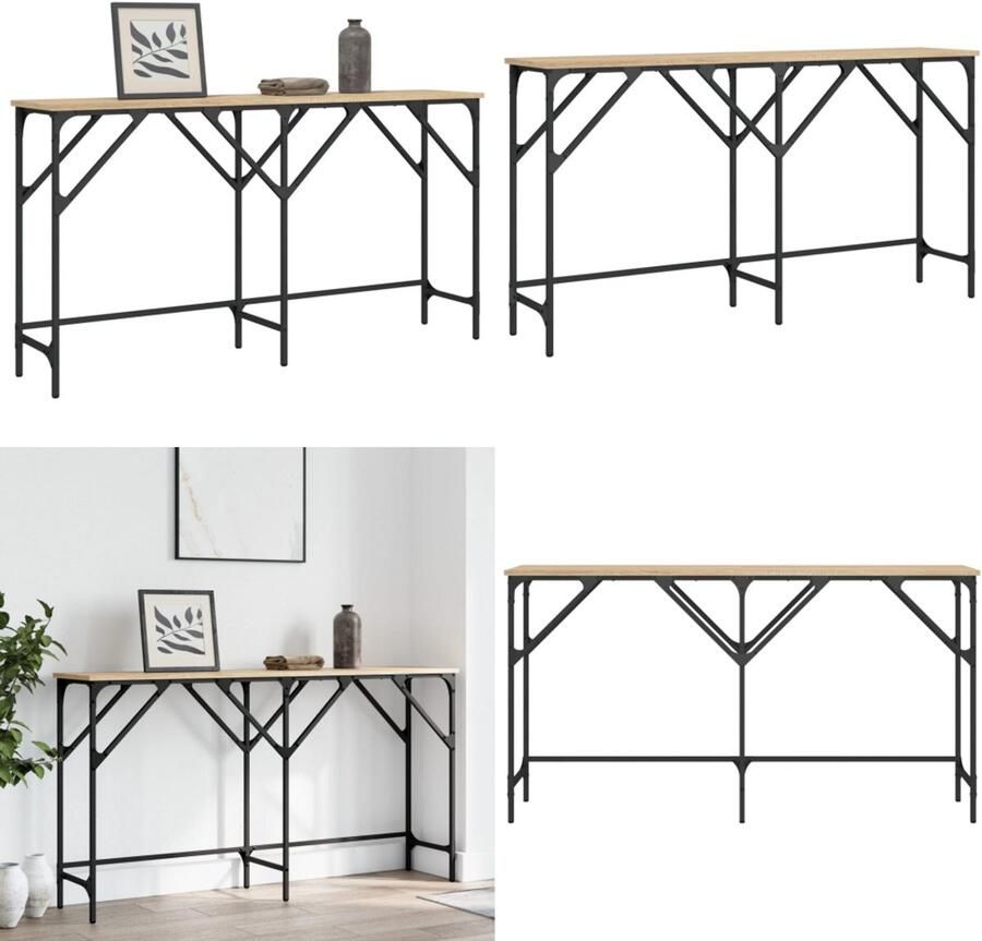 VidaXL Wandtafel 140x29x75 cm bewerkt hout sonoma eikenkleurig Wandtafel Wandtafels Bijzettafel Console Tafel