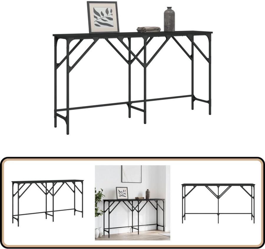 VidaXL Wandtafel 140x29x75 cm Bewerkt hout Zwart Wandtafel Wandtafels Bijzettafel Console Tafel
