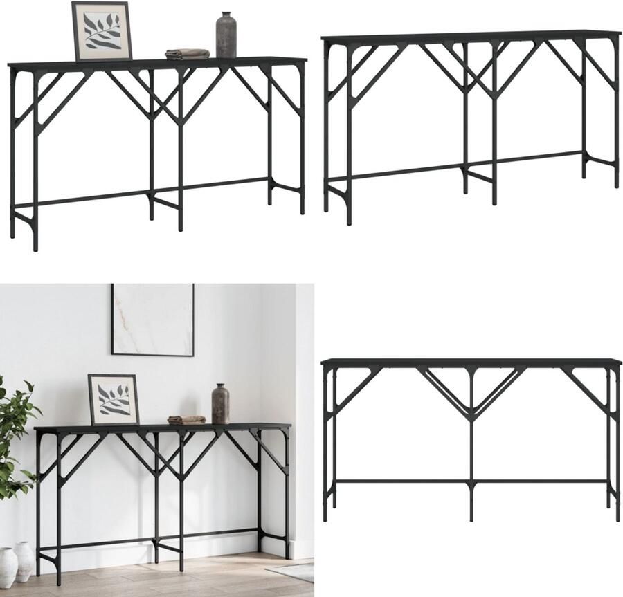 VidaXL Wandtafel 140x29x75 cm bewerkt hout zwart Wandtafel Wandtafels Bijzettafel Console Tafel