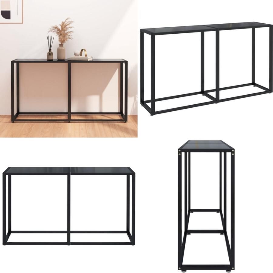 VidaXL Wandtafel 140x35x75 5 cm gehard glas zwart Wandtafel Wandtafels Tafel Bijzettafel