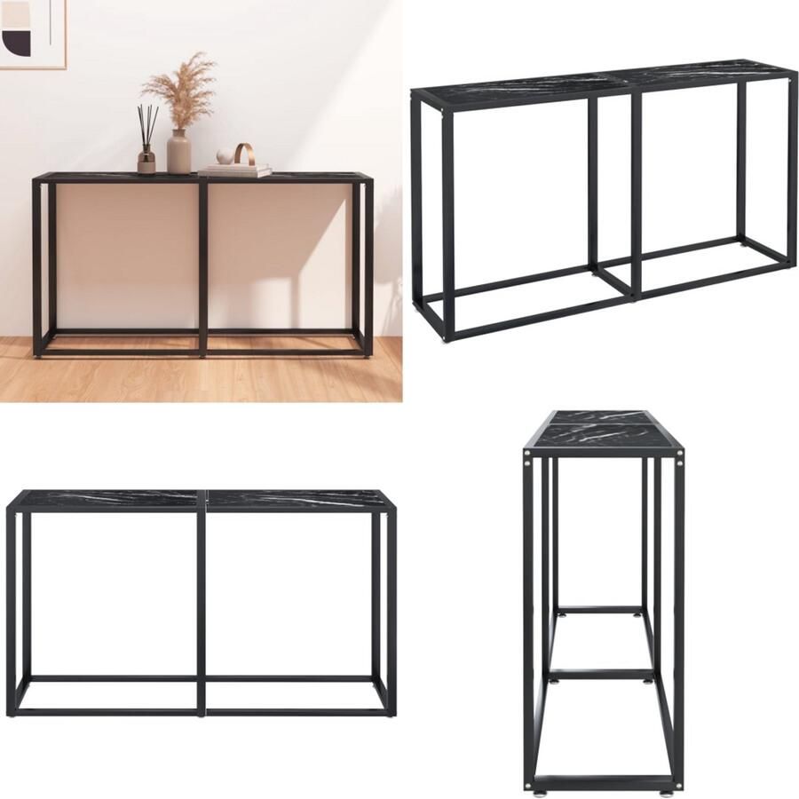 VidaXL Wandtafel 140x35x75 5 cm gehard glas zwartmarmerkleurig Wandtafel Wandtafels Tafel Bijzettafel