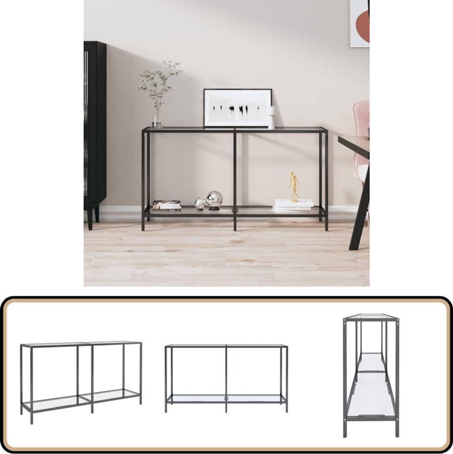 VidaXL Wandtafel 140x35x75 5 cm Transparant Glas Wandtafel Modern Transparant Glas Metalen Onderstel Sidetable Salontafel Entreetafel Decoratief Minimalistisch Scandinavisch Multifunctioneel Opbergruimte