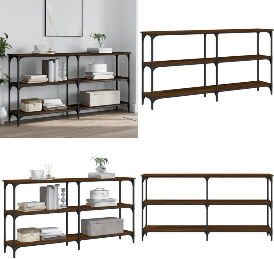 VidaXL Wandtafel 150x29x75 cm bewerkt hout bruin eikenkleur Wandtafel Wandtafels Bijzettafel Console Tafel