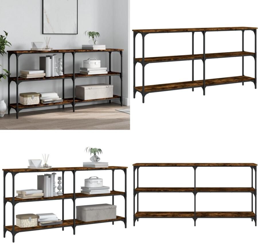 VidaXL Wandtafel 150x29x75 cm bewerkt hout gerookt eikenkleurig Wandtafel Wandtafels Bijzettafel Console Tafel