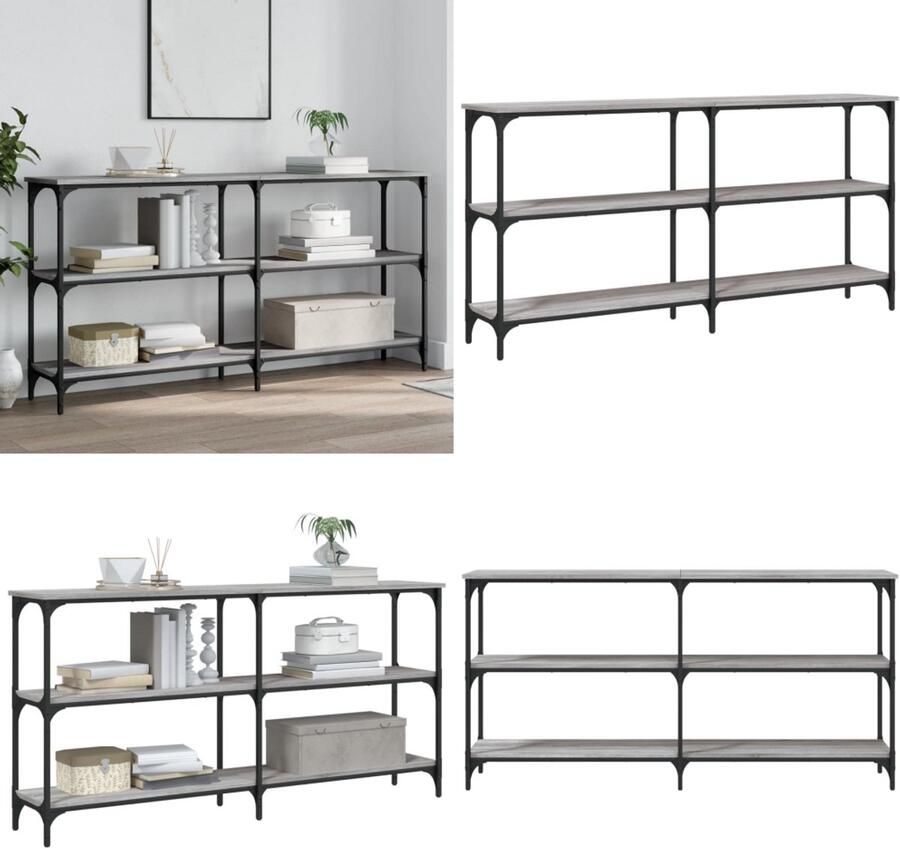 VidaXL Wandtafel 150x29x75 cm bewerkt hout grijs sonoma eikenkleurig Wandtafel Wandtafels Bijzettafel Console Tafel