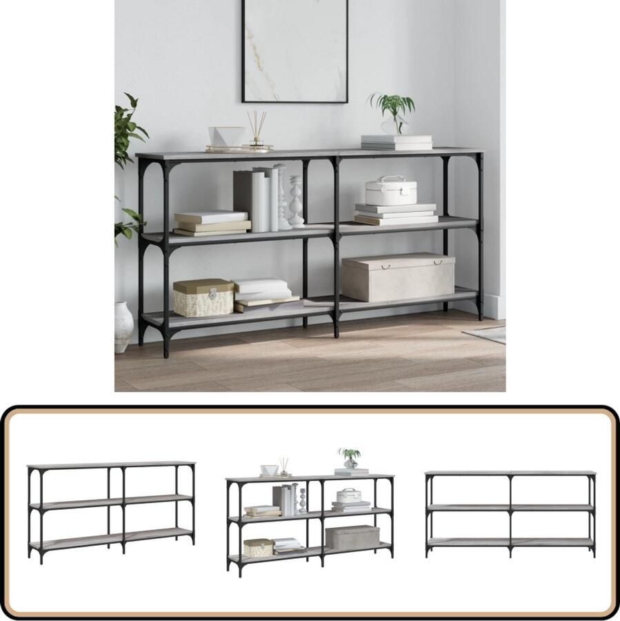 VidaXL Wandtafel 150x29x75 cm Grijs Sonoma Eiken Wandtafel Haltafel Consool Tafel Industrieel Design Houten Tafel Grijze Tafel Vintage Tafel