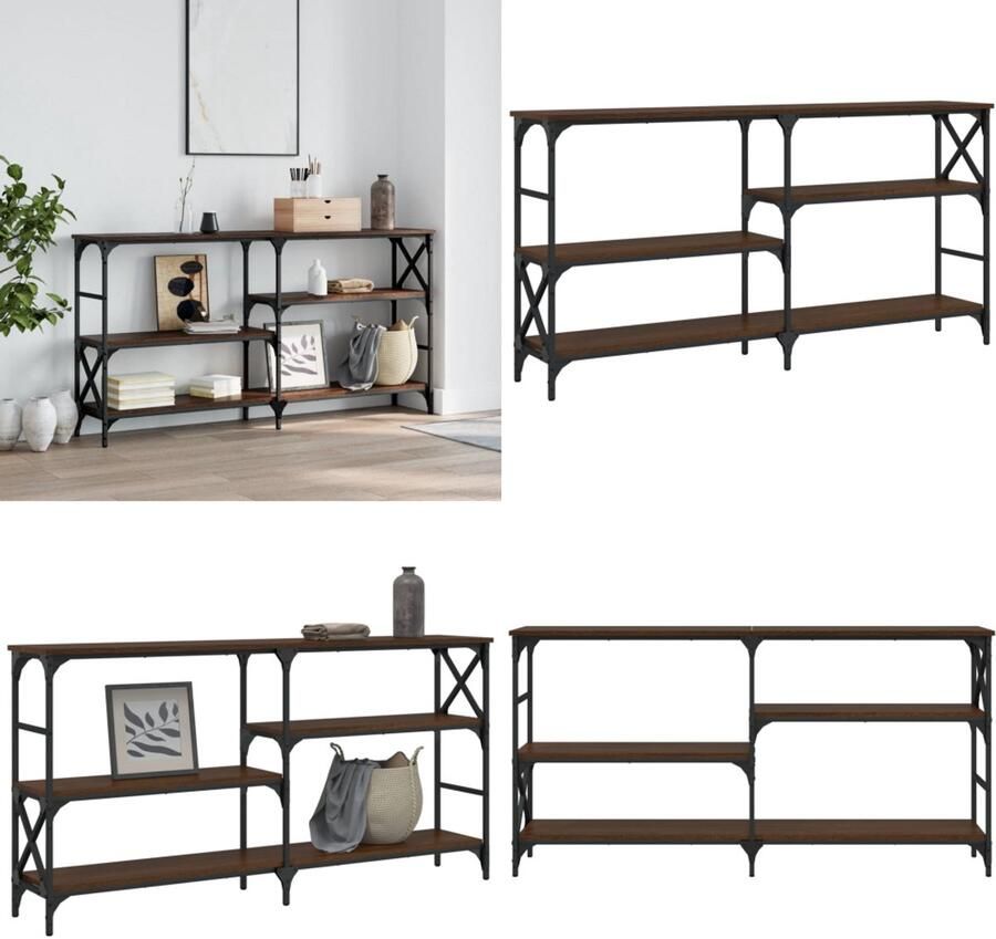 VidaXL Wandtafel 150x29x76 5 cm bewerkt hout bruin eikenkleur Wandtafel Wandtafels Bijzettafel Console Tafel