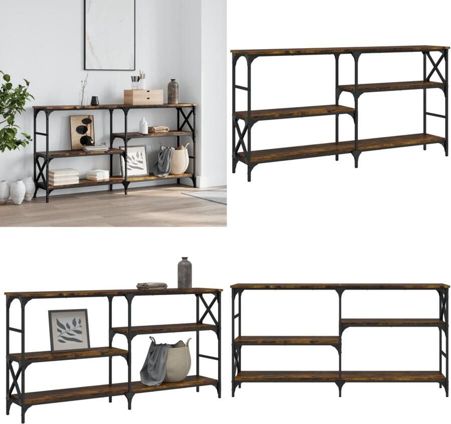 VidaXL Wandtafel 150x29x76 5 cm bewerkt hout gerookt eikenkleurig Wandtafel Wandtafels Bijzettafel Console Tafel