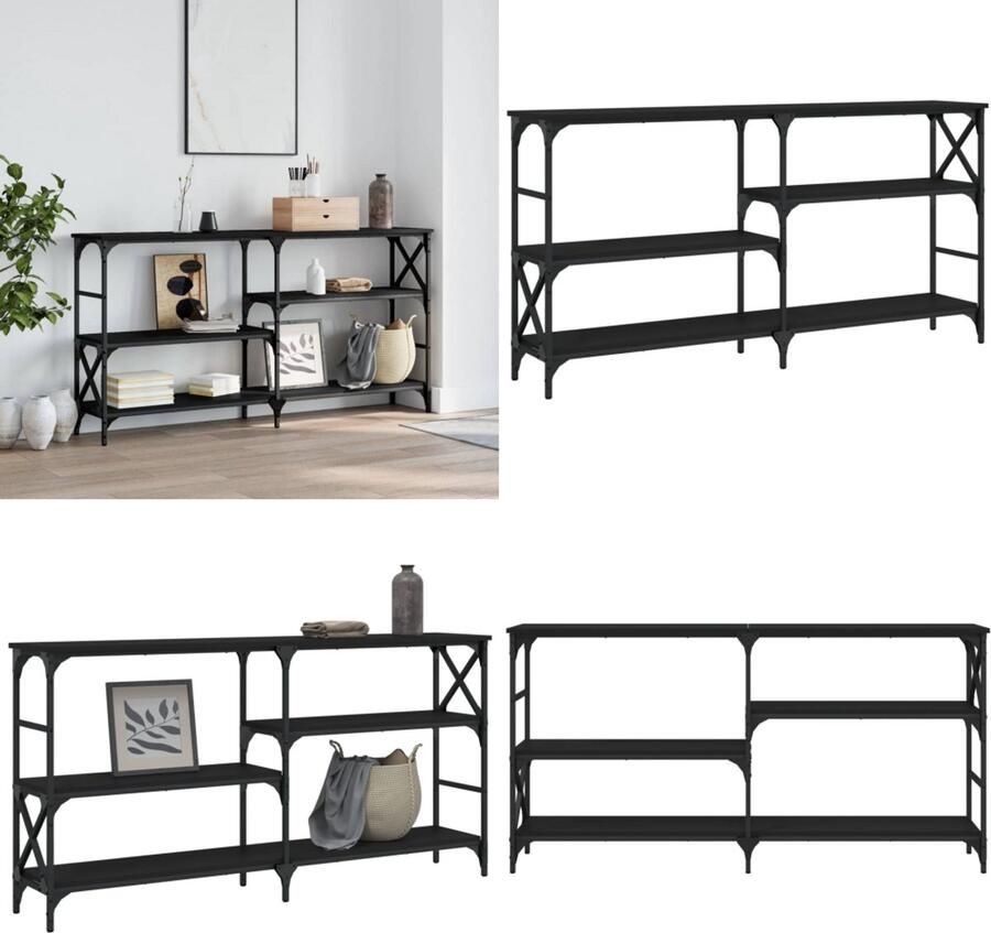 VidaXL Wandtafel 150x29x76 5 cm bewerkt hout zwart Wandtafel Wandtafels Bijzettafel Console Tafel