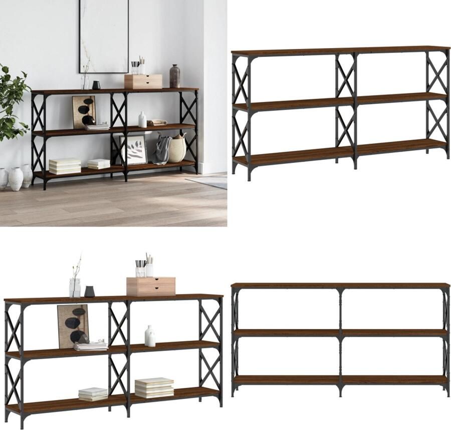 VidaXL Wandtafel 156x28x80 5 cm bewerkt hout bruin eikenkleur Wandtafel Wandtafels Bijzettafel Console Tafel